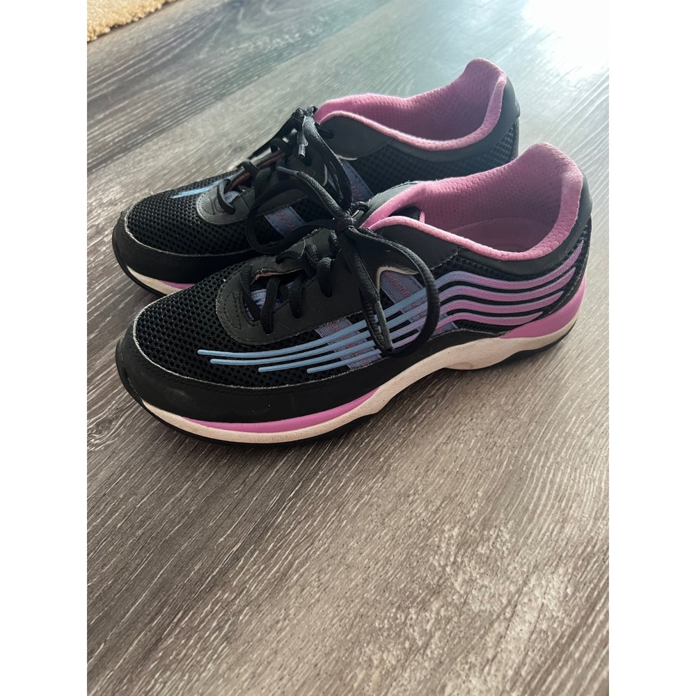 Dansko Walking Shoes Women 37 Black Pink Blue Leather Mesh Sneakers 4201100296